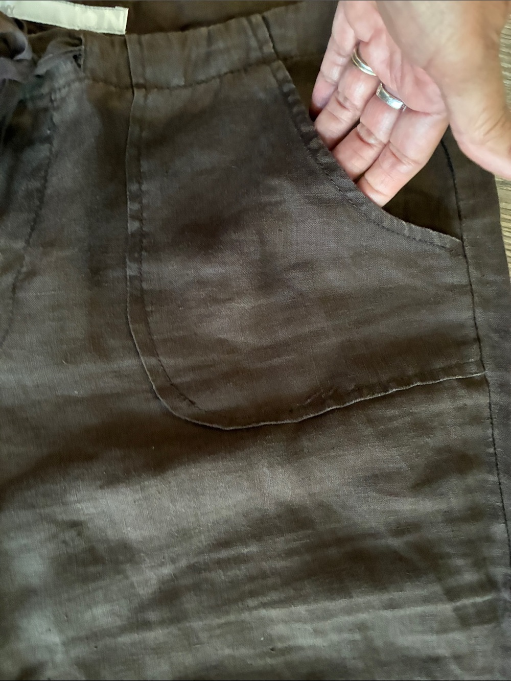 Brown linen pants tall - Picture 3 of 12
